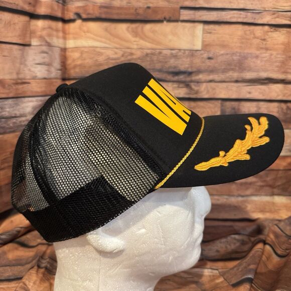 VACAY Trucker Hat Cap Black Yellow Mesh Captain Style Snapback Beach Vacation - Picture 2 of 7